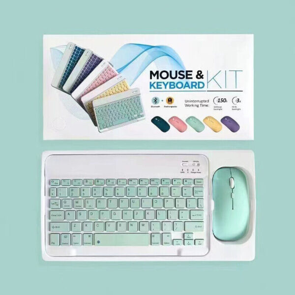 Teclado Bluetooth Recargable Mouse Keyboard Color Verde Kit